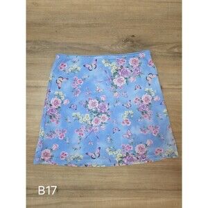 ​Sugar Thrillz Blue Mesh Butterfly Rose Mini Skirt - Size S - Coquette Y2K Style